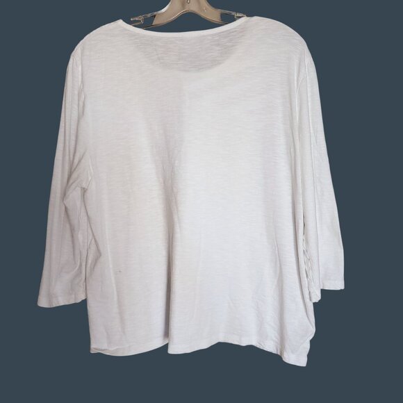 Chicos White Cotton 3/4 Sleeve Embroidered Casual Resortwear Tunic Sz 3‎ - Picture 2 of 7